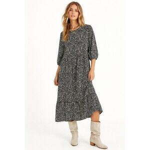 Dunnes‎ Stores St Bernard Midi Dress Womens Medium Black White Abstract Print